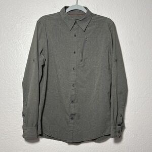 Marmot Boreas Mens M Button Shirt Gray Zippered Pocket Lightweight Hiking